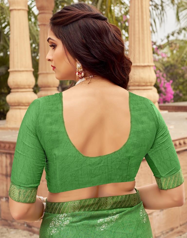 Green Chiffon Printed Saree