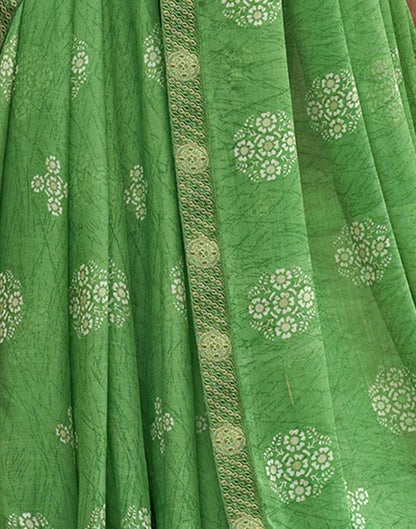 Green Chiffon Printed Saree