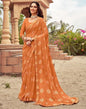 Orange Chiffon Printed Saree