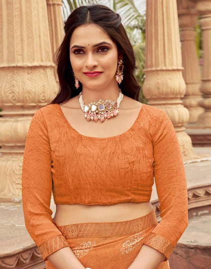 Orange Chiffon Printed Saree