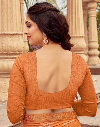 Orange Chiffon Printed Saree