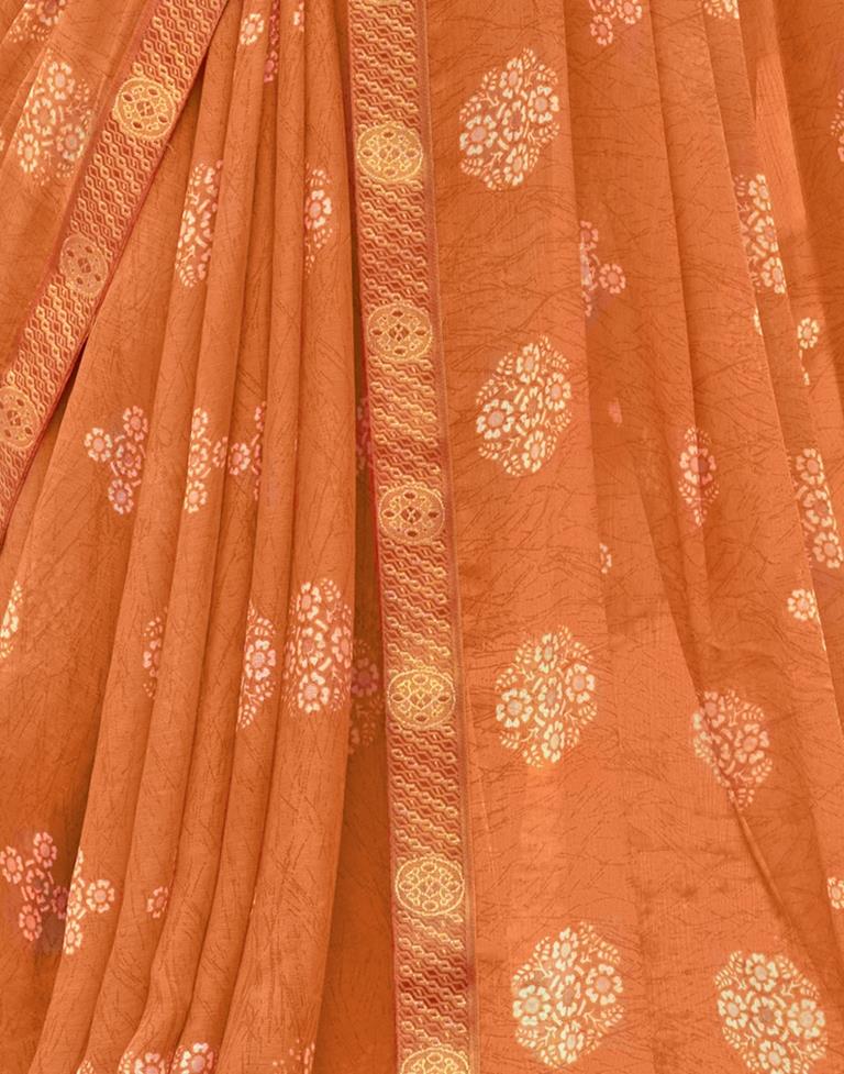 Orange Chiffon Printed Saree