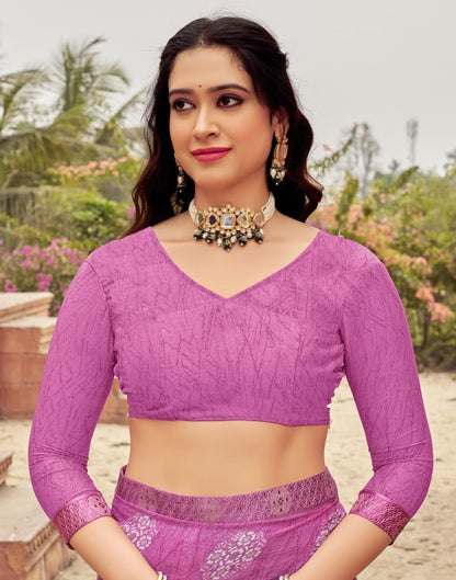 Light Magenta Chiffon Printed Saree
