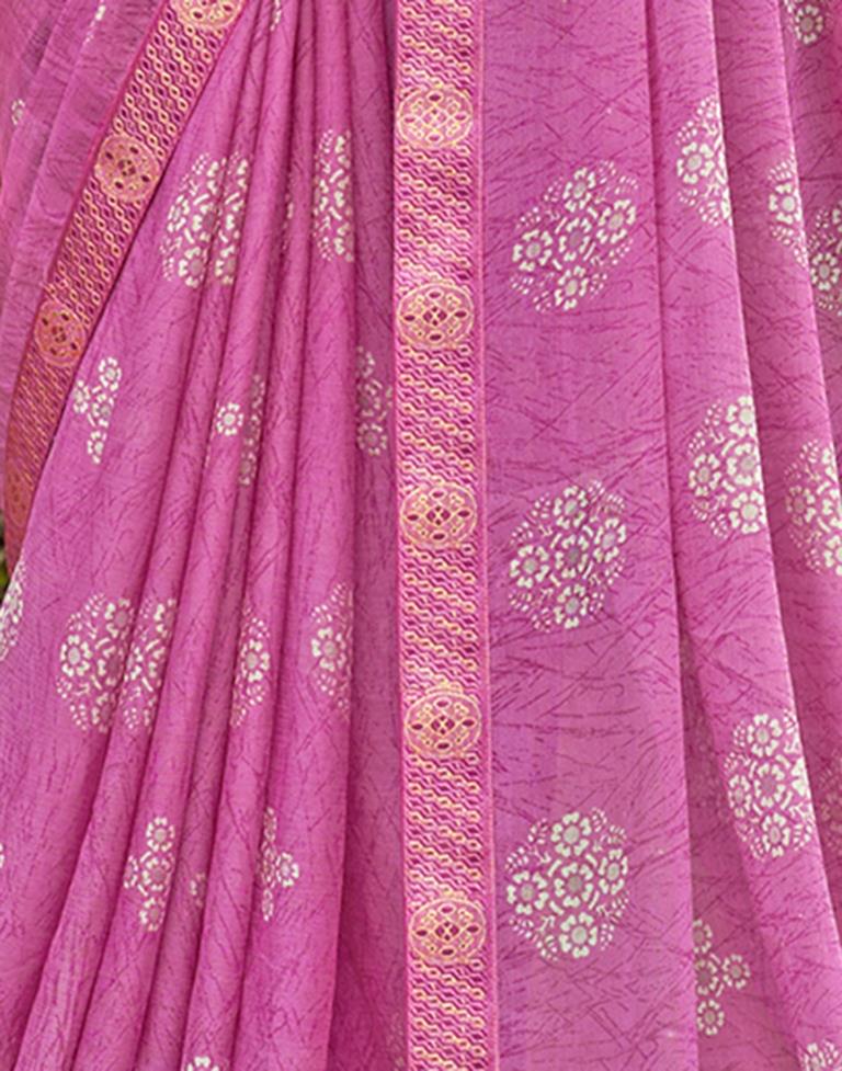 Light Magenta Chiffon Printed Saree