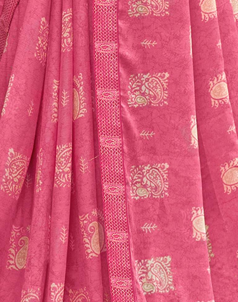 Pink Chiffon Printed Saree