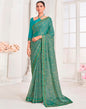 Dusty Green Chiffon Printed Saree