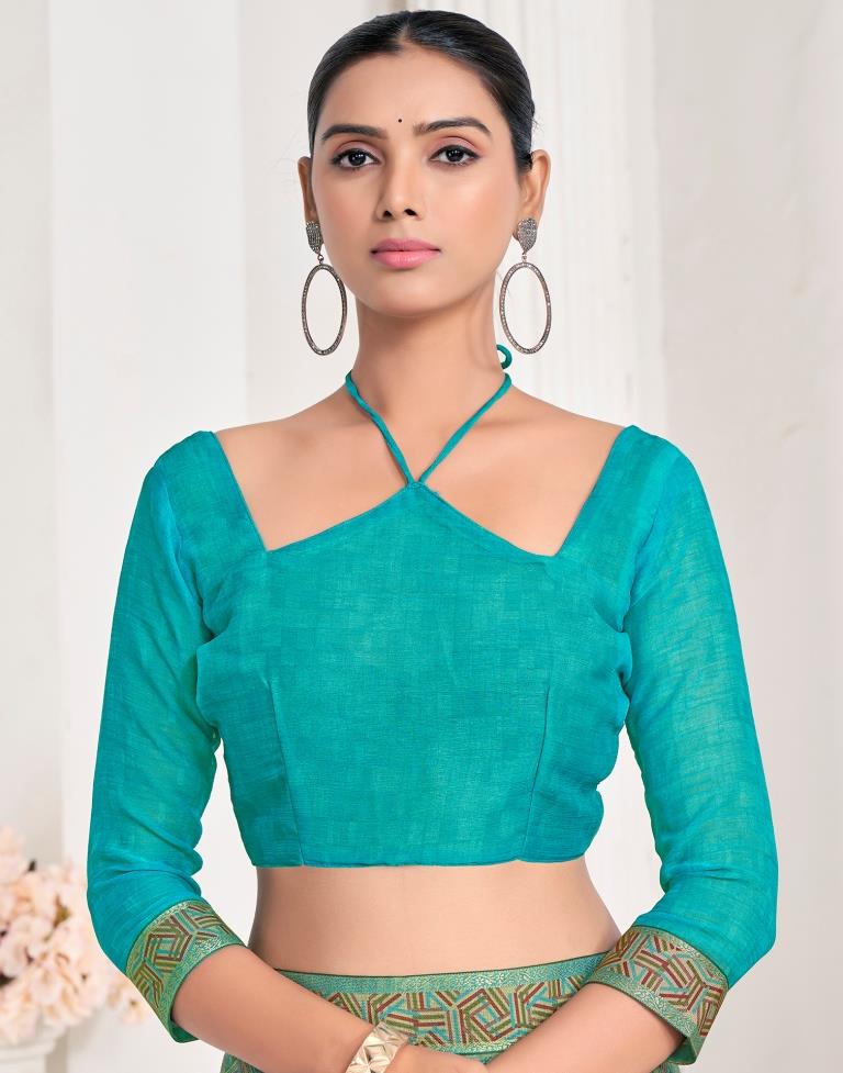 Dusty Green Chiffon Printed Saree