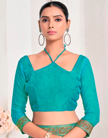 Dusty Green Chiffon Printed Saree