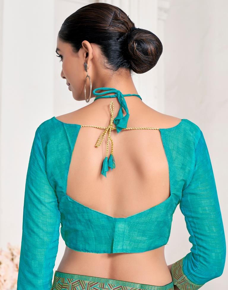 Dusty Green Chiffon Printed Saree