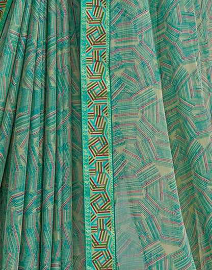 Dusty Green Chiffon Printed Saree