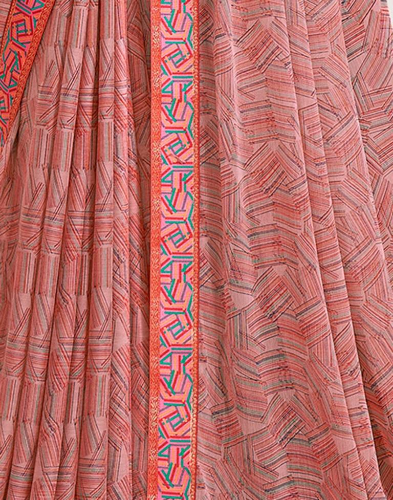 Dusty Peach Chiffon Printed Saree