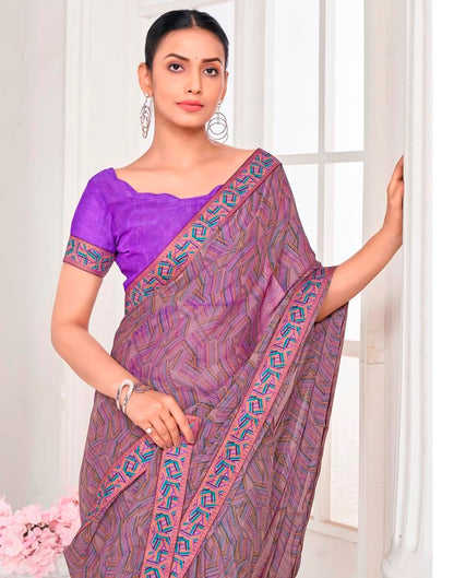 Dusty Purple Chiffon Printed Saree