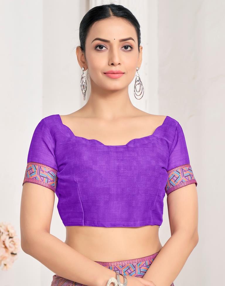 Dusty Purple Chiffon Printed Saree