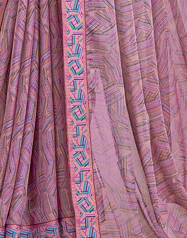 Dusty Purple Chiffon Printed Saree