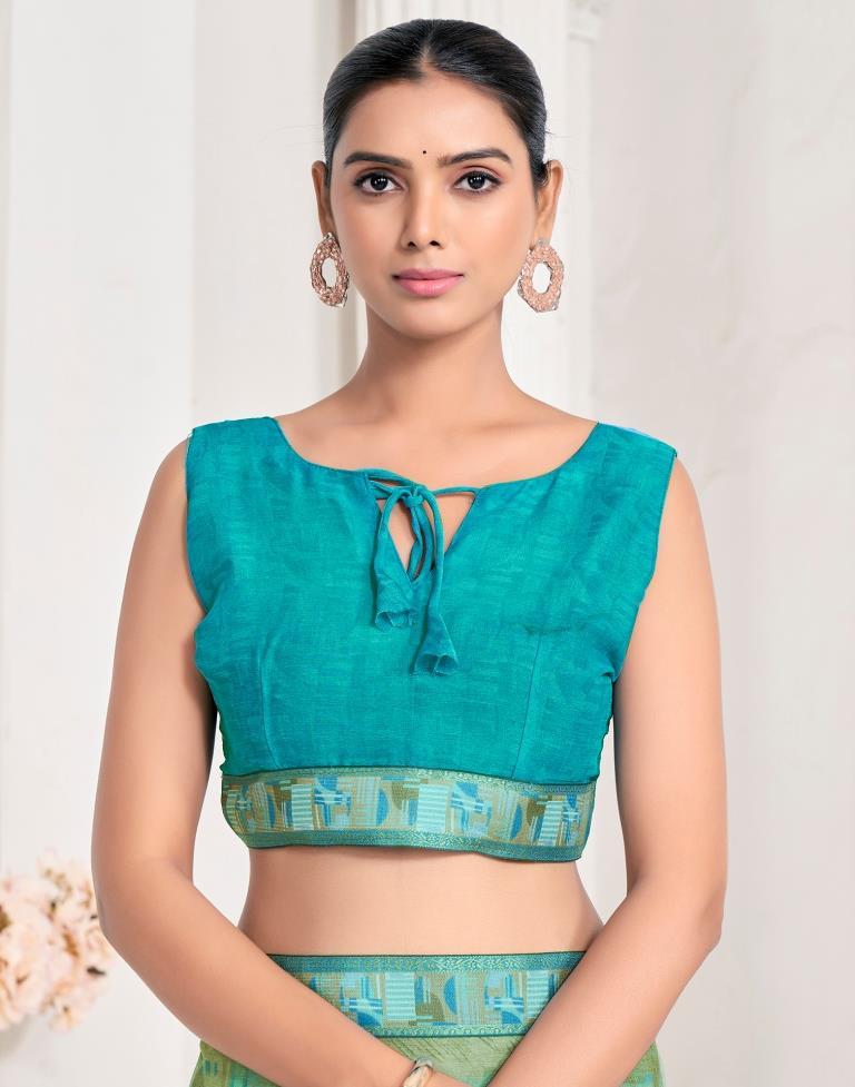 Mint Green Chiffon Printed Saree