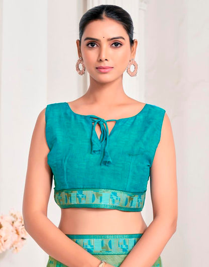 Mint Green Chiffon Printed Saree