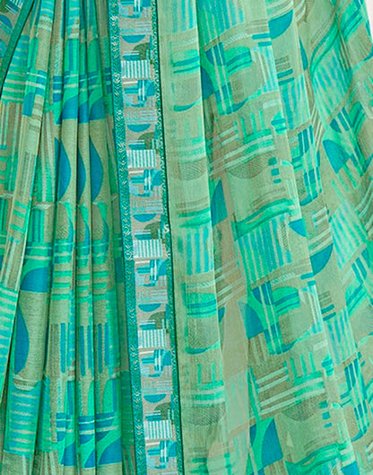 Mint Green Chiffon Printed Saree