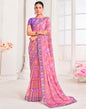 Purple Chiffon Printed Saree