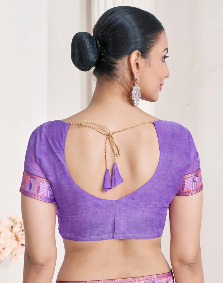 Purple Chiffon Printed Saree