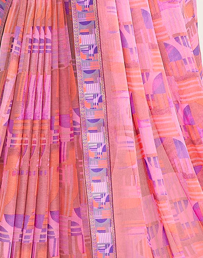 Purple Chiffon Printed Saree