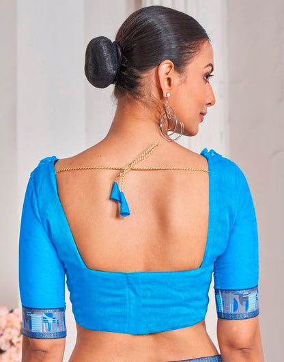 Blue Chiffon Printed Saree