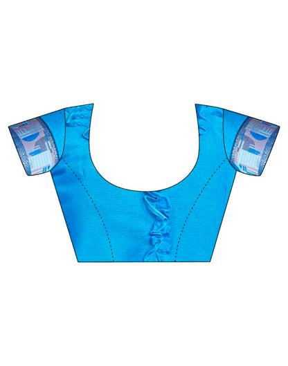 Blue Chiffon Printed Saree