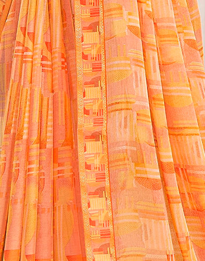 Orange Chiffon Printed Saree
