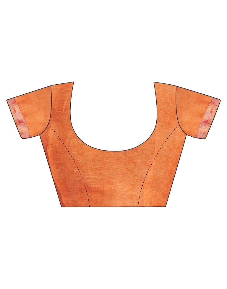 Orange Chiffon Printed Saree