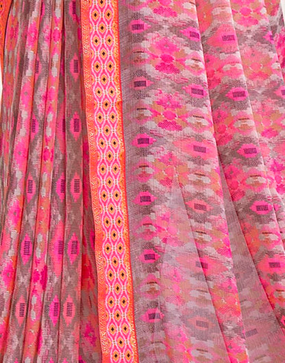 Pink Chiffon Printed Saree