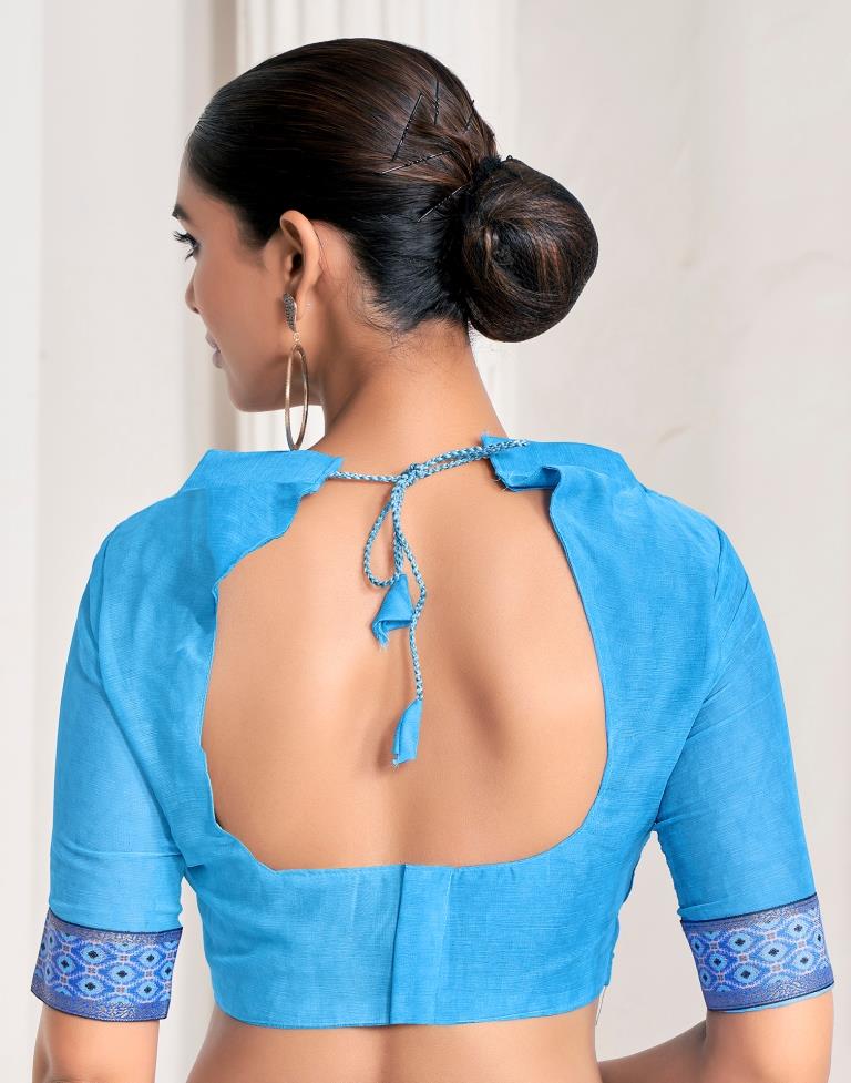 Blue Chiffon Printed Saree