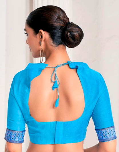 Blue Chiffon Printed Saree