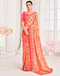 Peach Chiffon Printed Saree