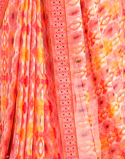 Peach Chiffon Printed Saree