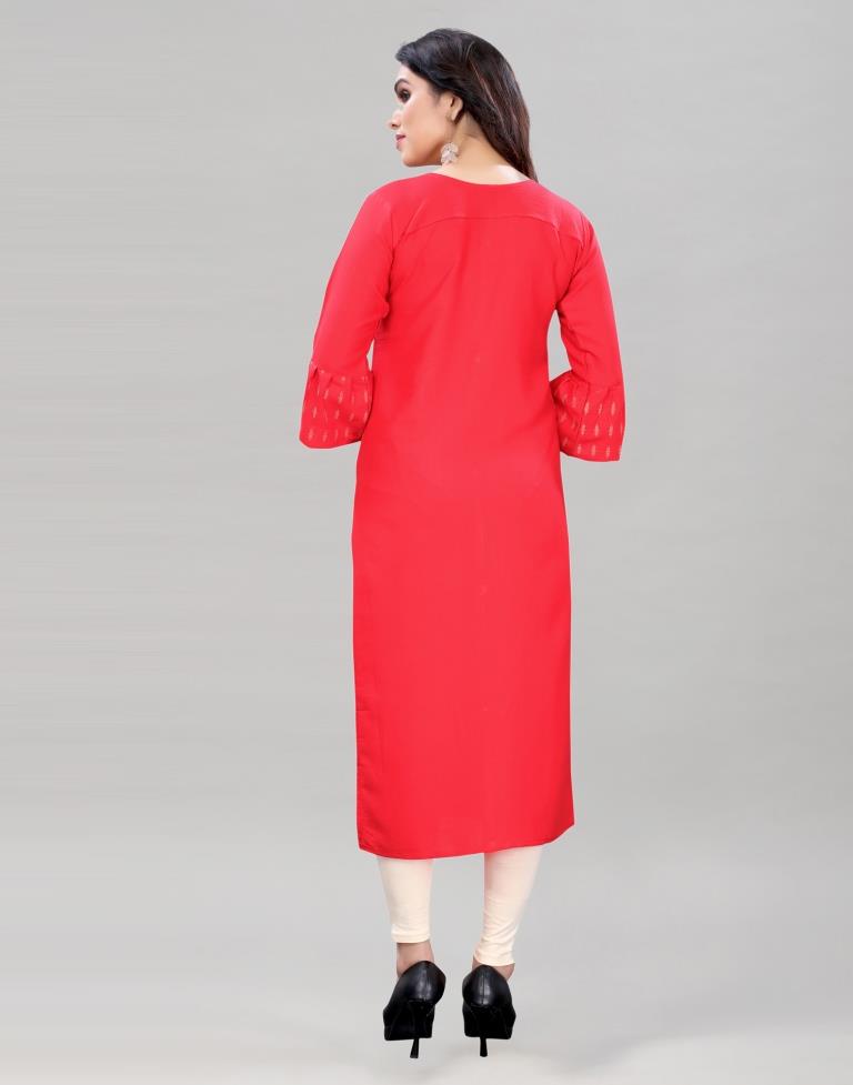 Red Hand Work Rayon Kurti | Sudathi