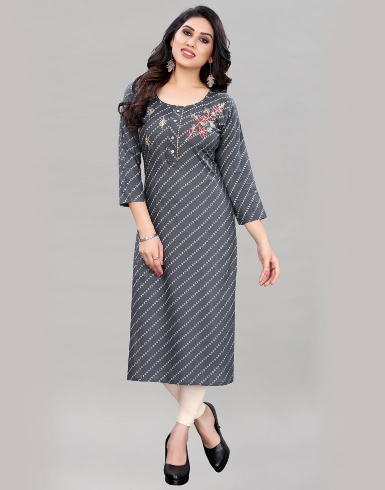 Grey Embroidered Kurti | Sudathi