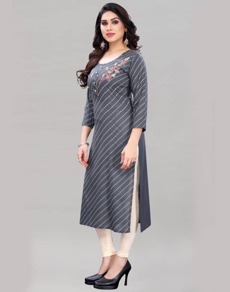 Grey Embroidered Kurti | Sudathi