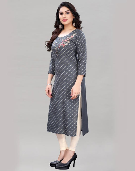 Grey Embroidered Kurti | Sudathi