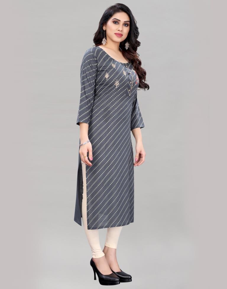 Grey Embroidered Kurti | Sudathi