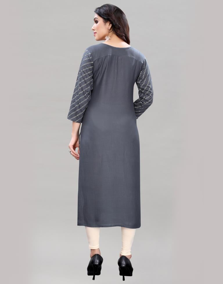 Grey Embroidered Kurti | Sudathi