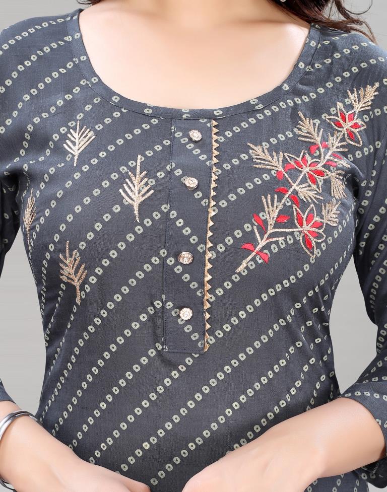 Grey Embroidered Kurti | Sudathi