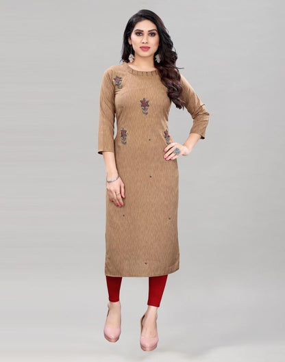 Light Brown Embroidered Kurti | Sudathi