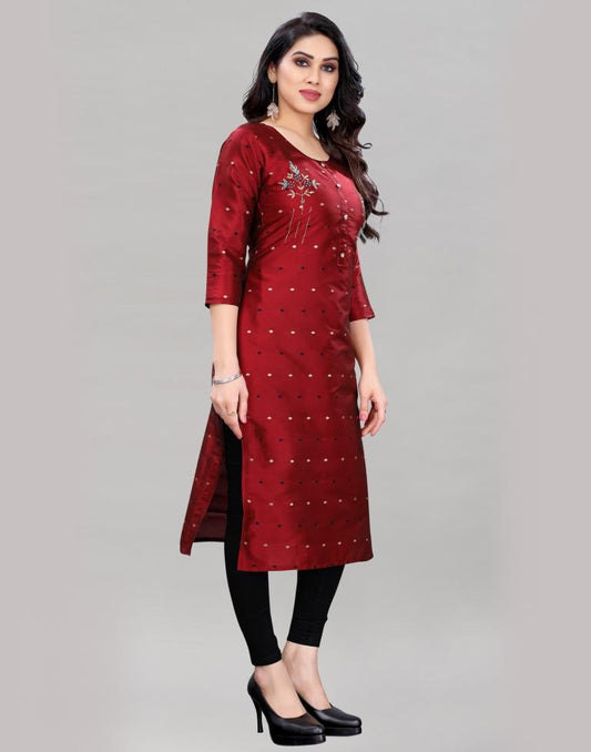 Maroon Hand Work Taffeta Kurti | Sudathi