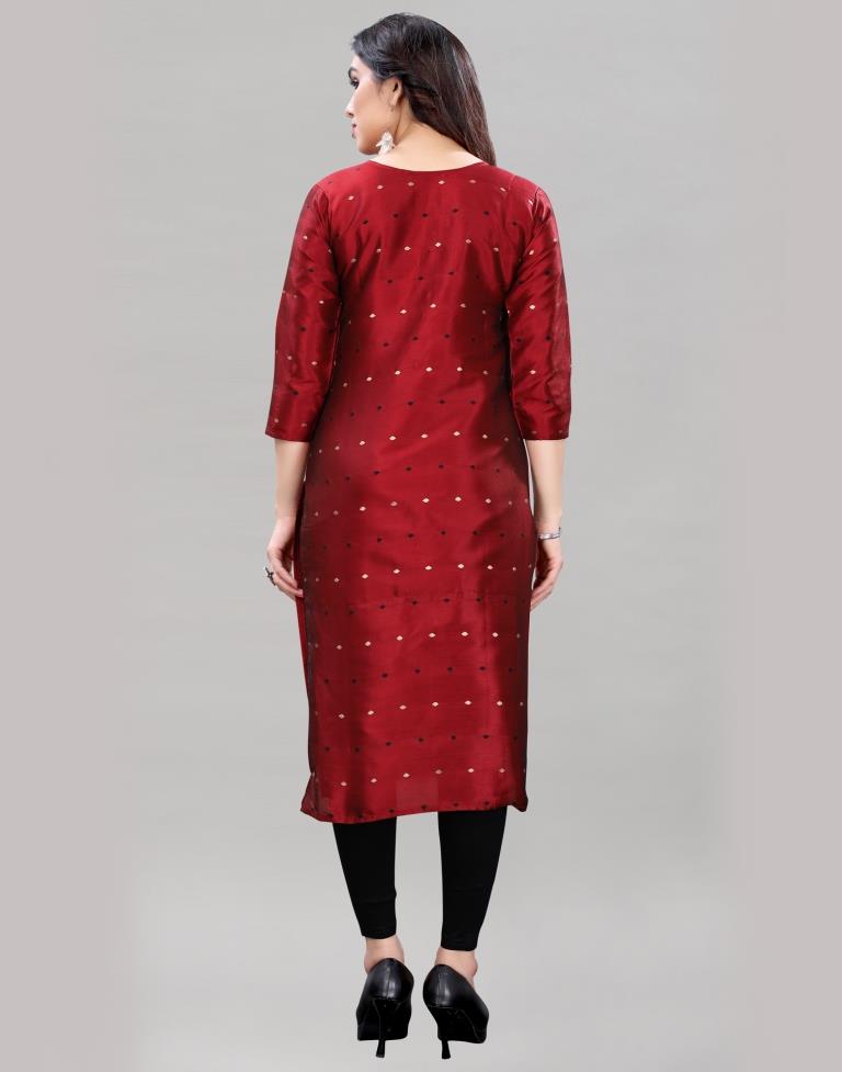 Maroon Hand Work Taffeta Kurti | Sudathi