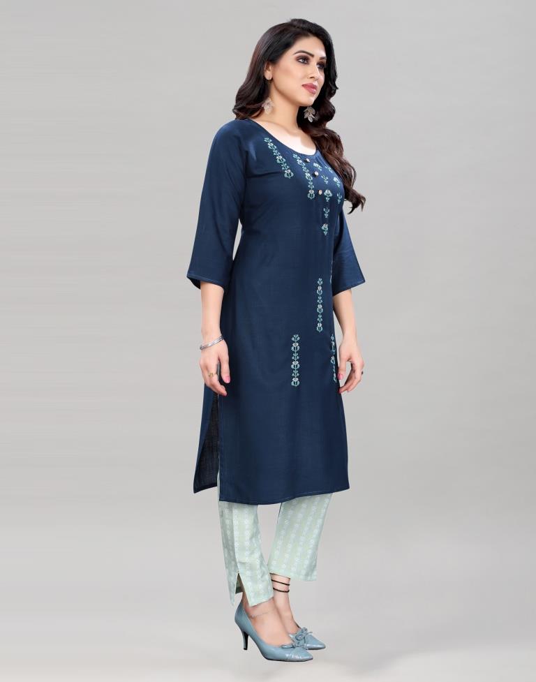 Blue Embroidered Kurti | Sudathi