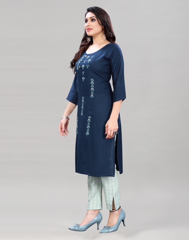 Blue Embroidered Kurti | Sudathi
