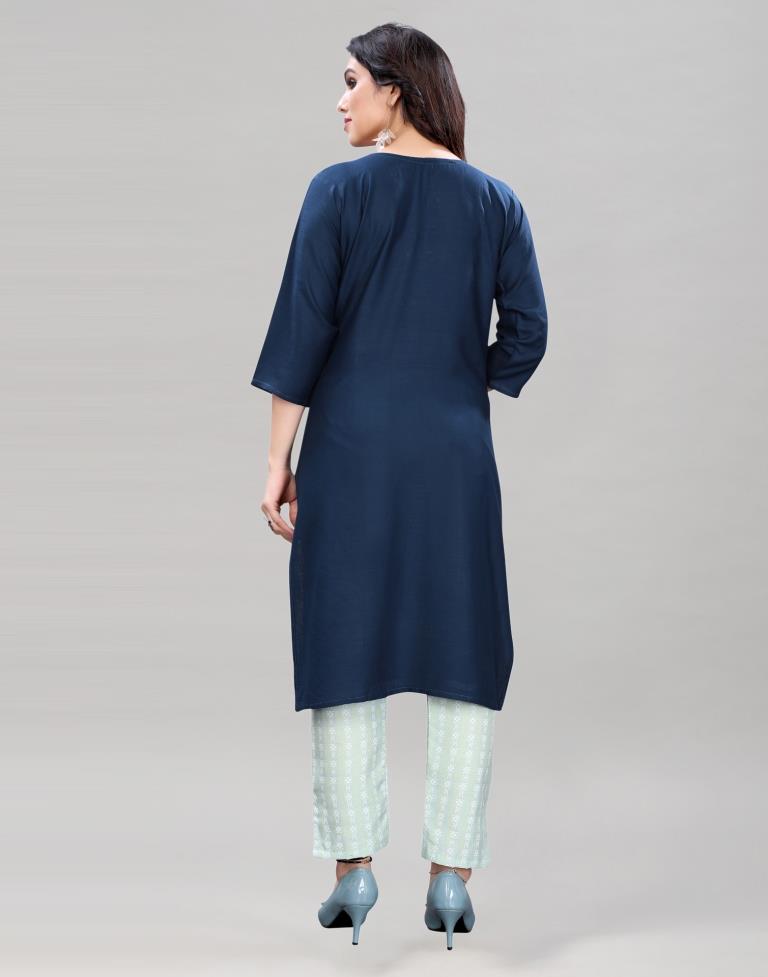 Blue Embroidered Kurti | Sudathi