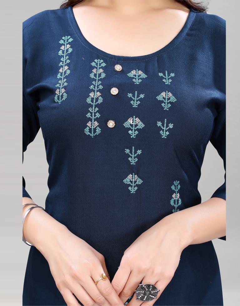Blue Embroidered Kurti | Sudathi