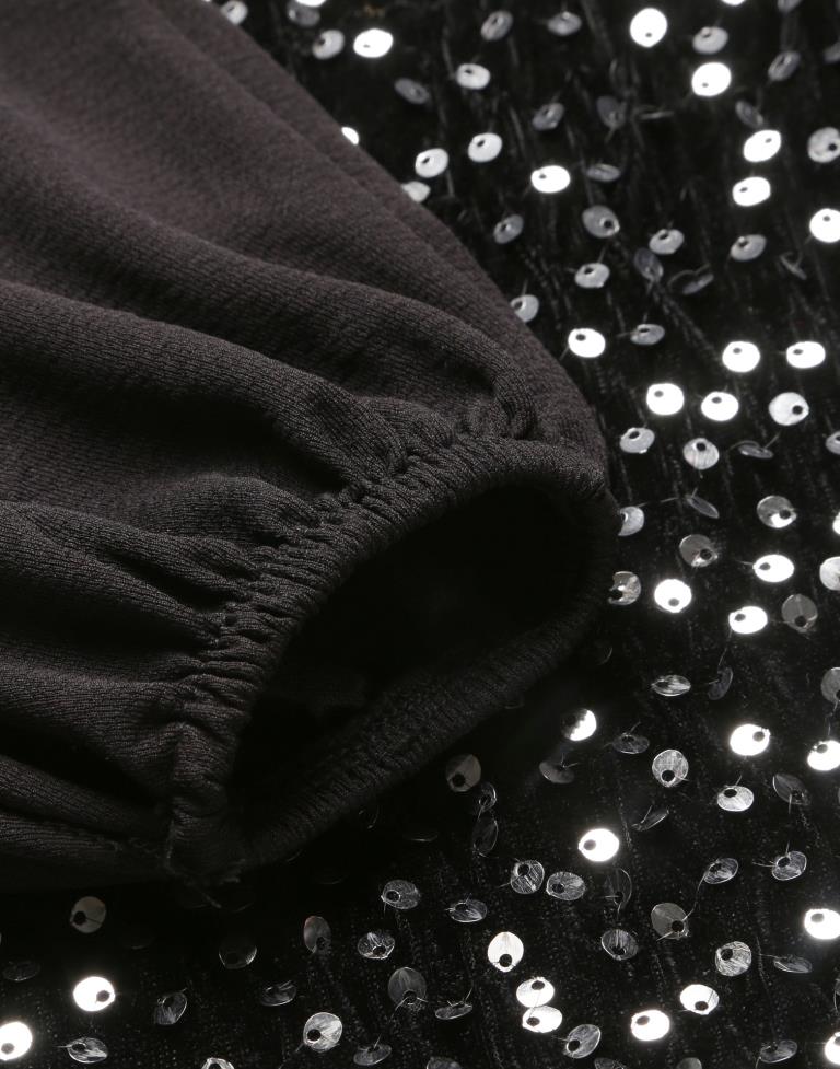 Black sequin Wrap Bodycon | Sudathi
