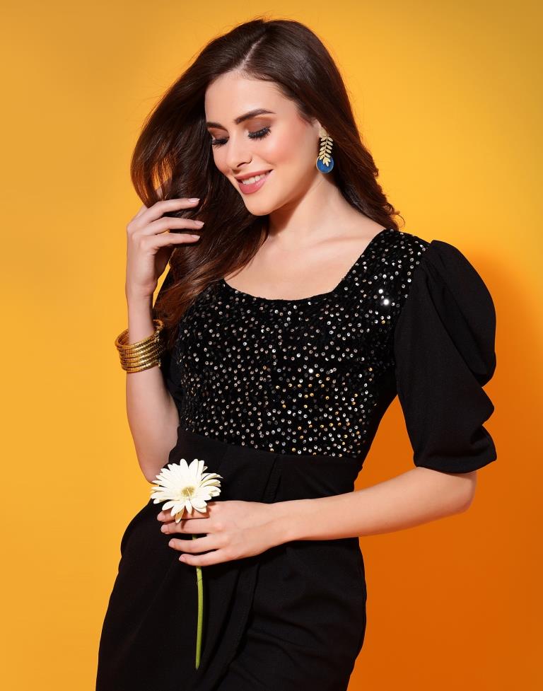 Black sequin Wrap Bodycon | Sudathi
