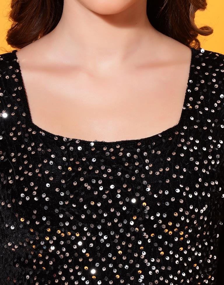 Black sequin Wrap Bodycon | Sudathi